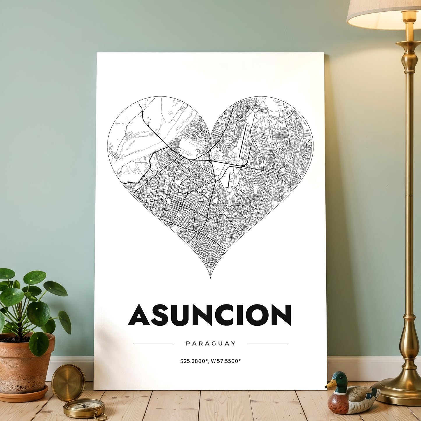 Asuncion Heart Map Poster