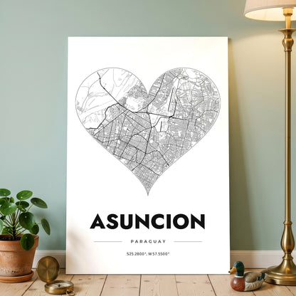 Asuncion Heart Map Poster
