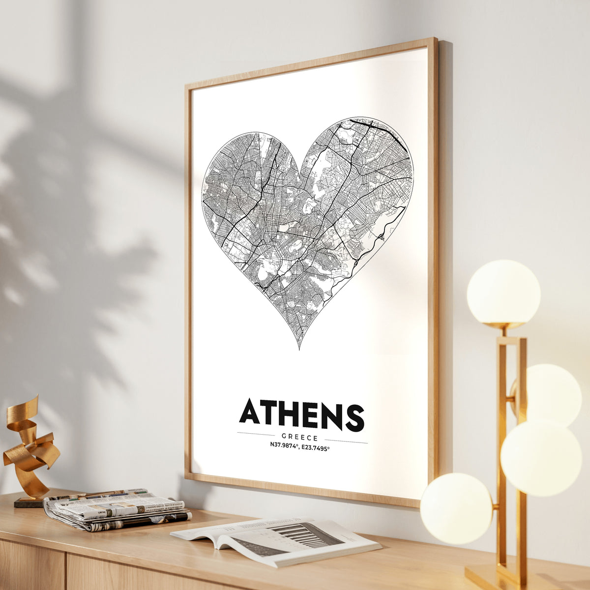 Athens Heart Map Poster