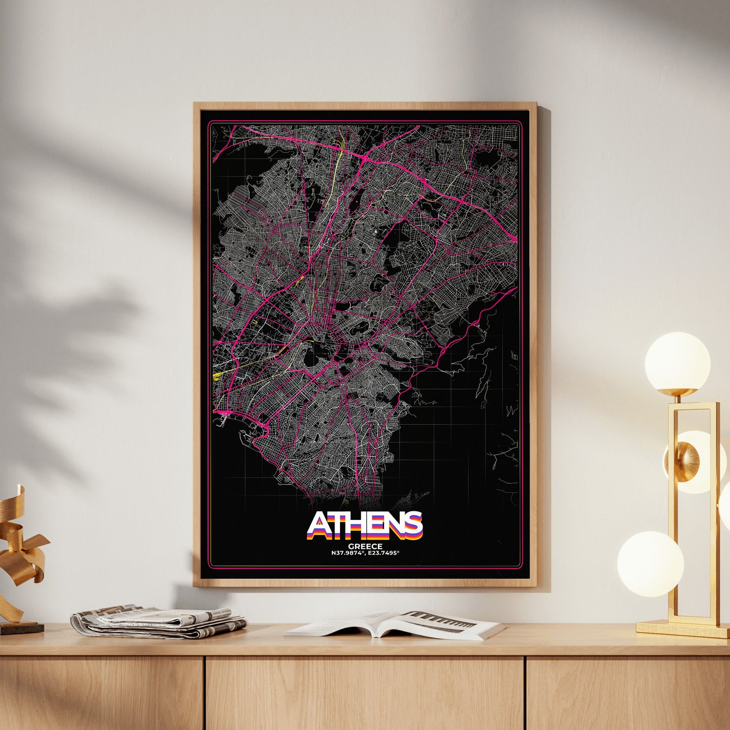 Athens Retro Map Poster