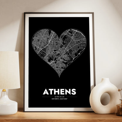 Athens Heart Map Poster