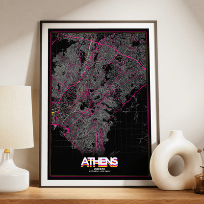 Athens Retro Map Poster