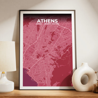 Athens Scarlet Map Poster