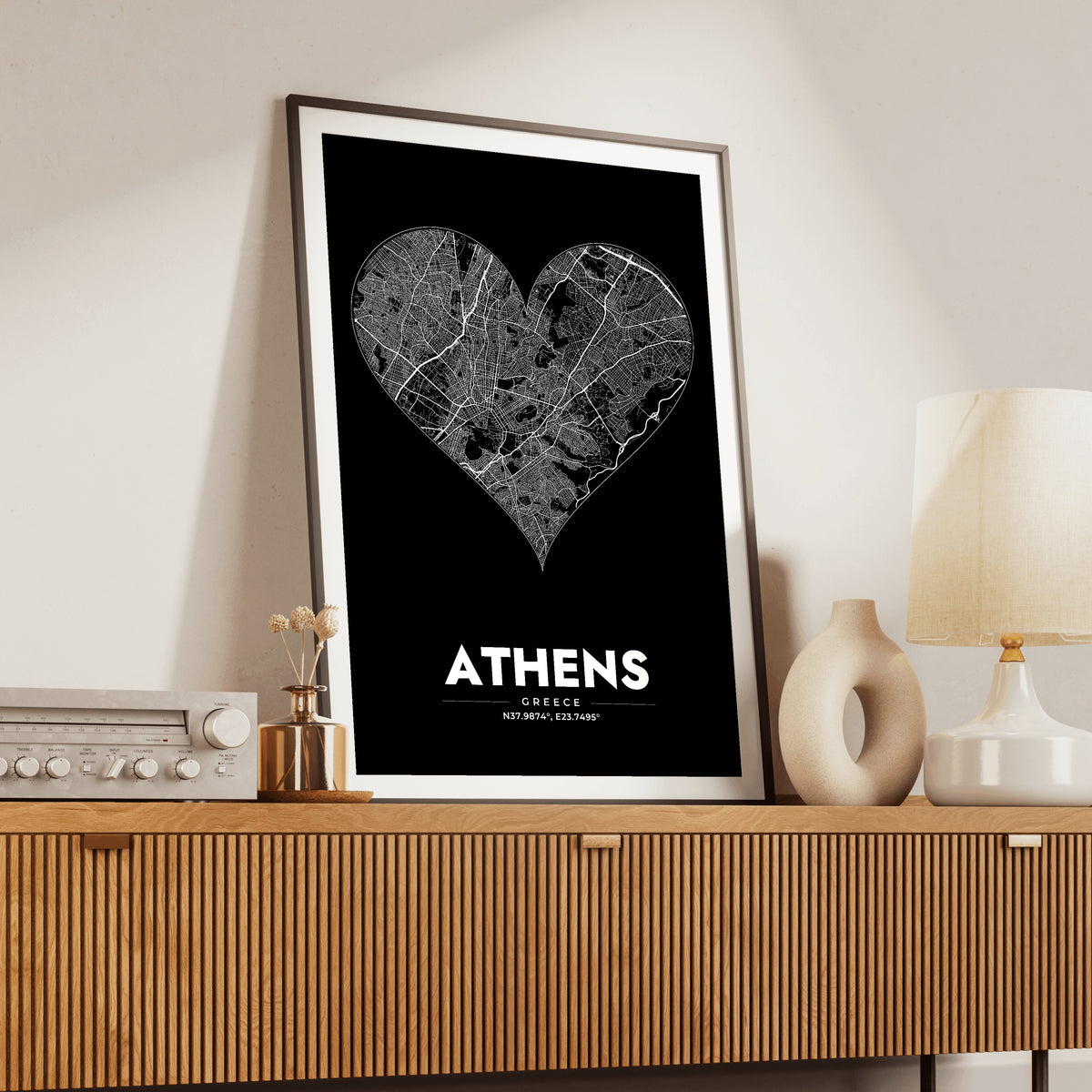 Athens Heart Map Poster