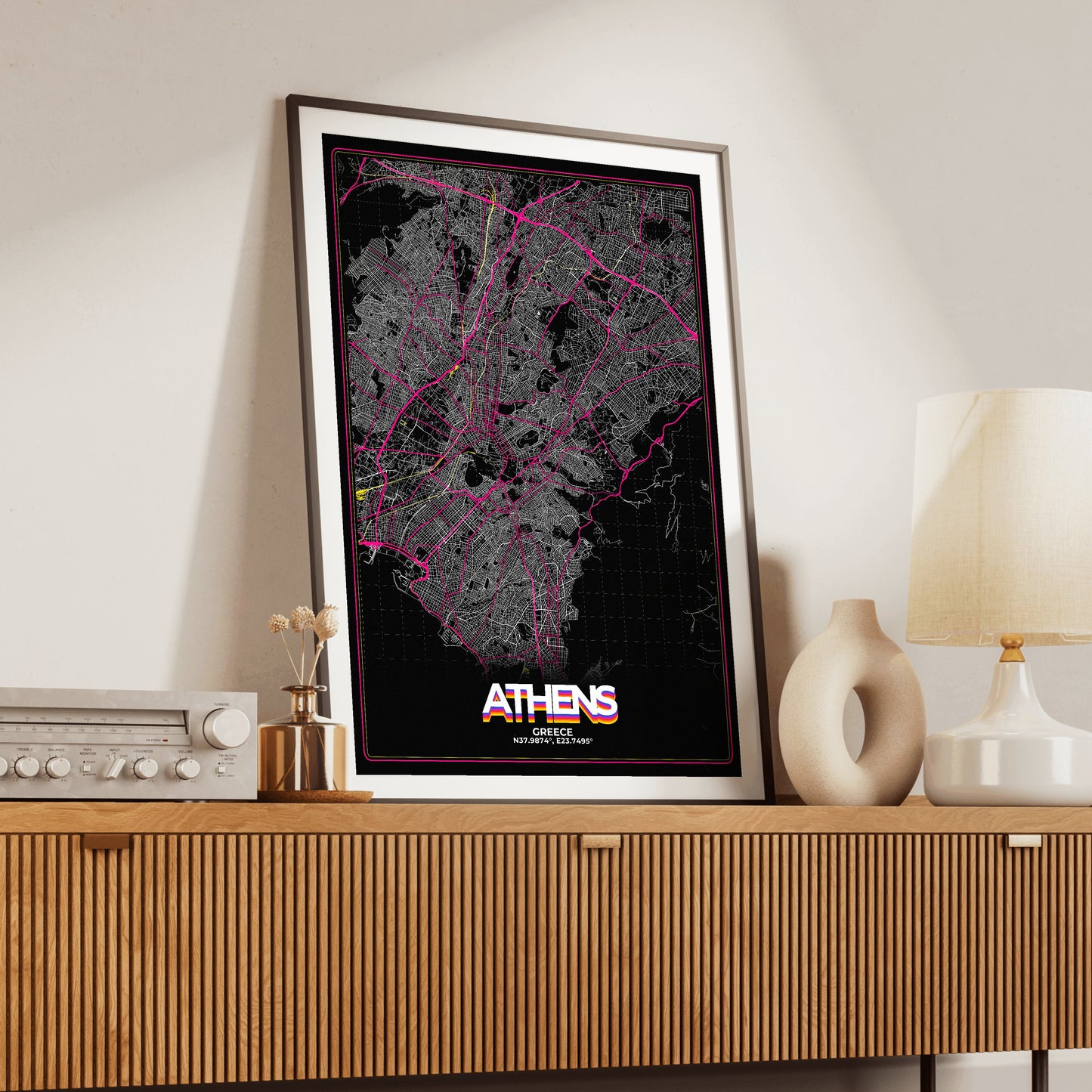 Athens Retro Map Poster