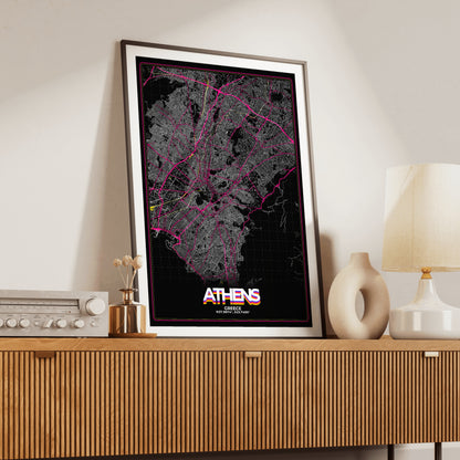 Athens Retro Map Poster