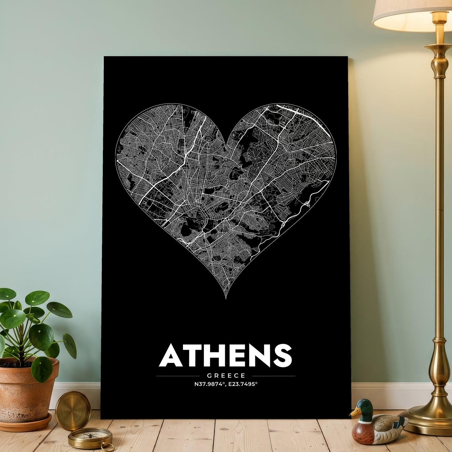 Athens Heart Map Poster