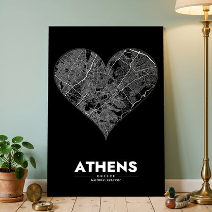 Athens Heart Map Poster