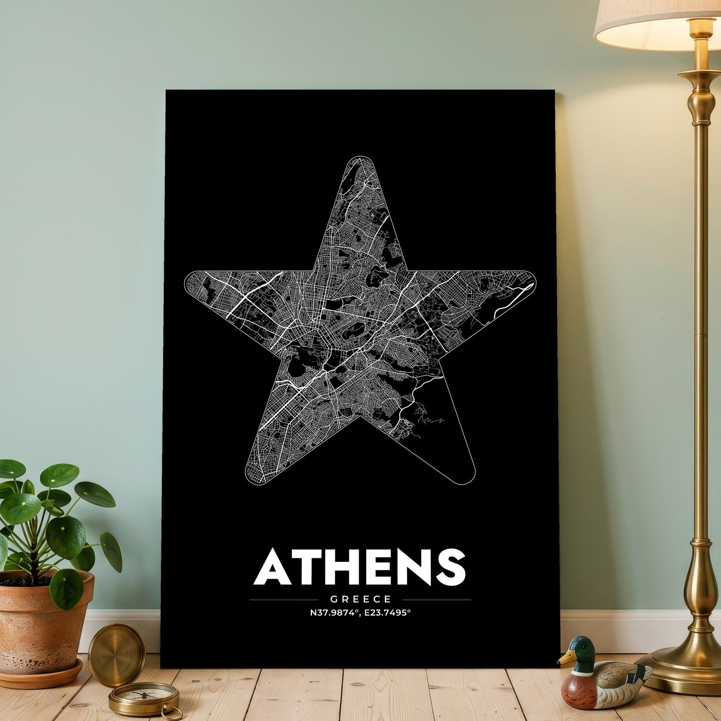Athens Star Map Poster