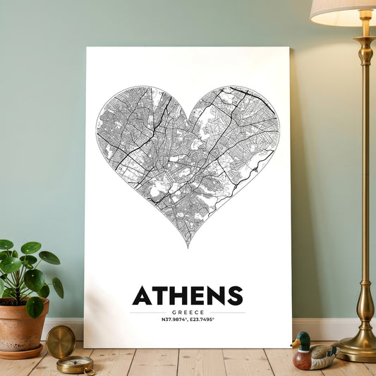 Athens Heart Map Poster