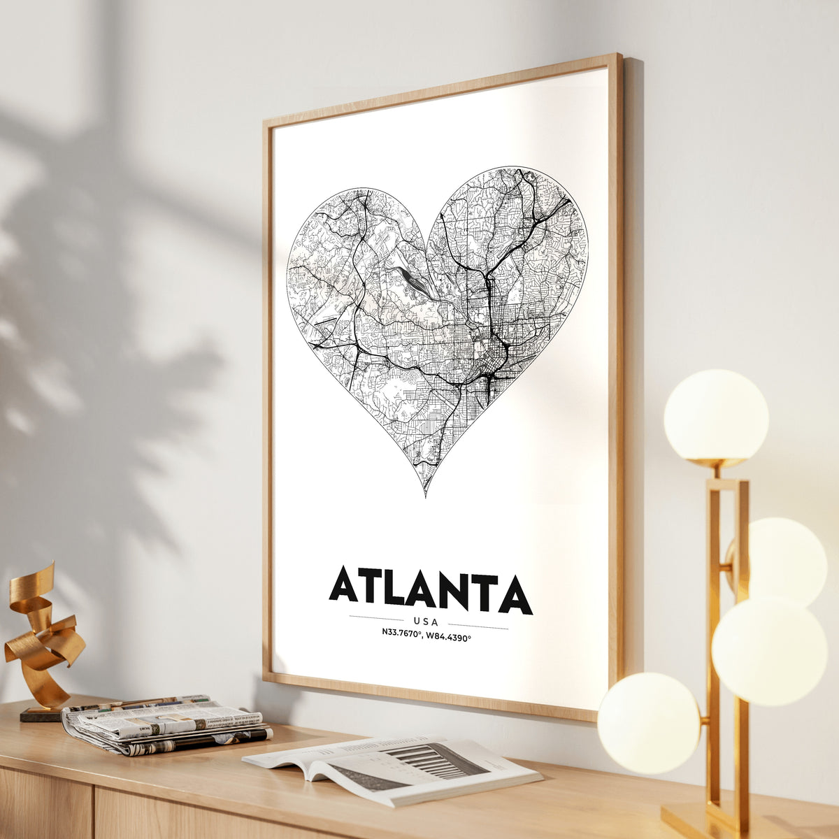 Atlanta Heart Map Poster