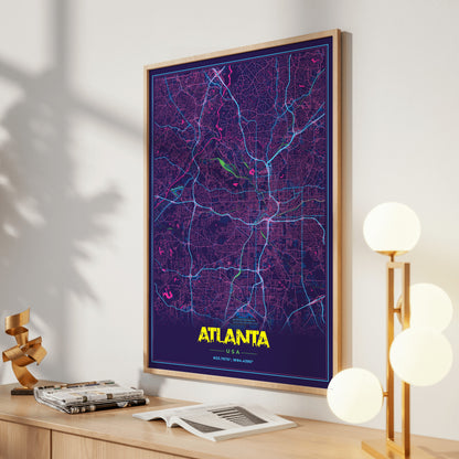 Atlanta Cyberpunk Map Poster