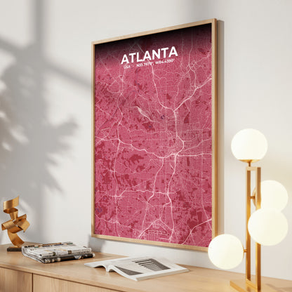 Atlanta Scarlet Map Poster