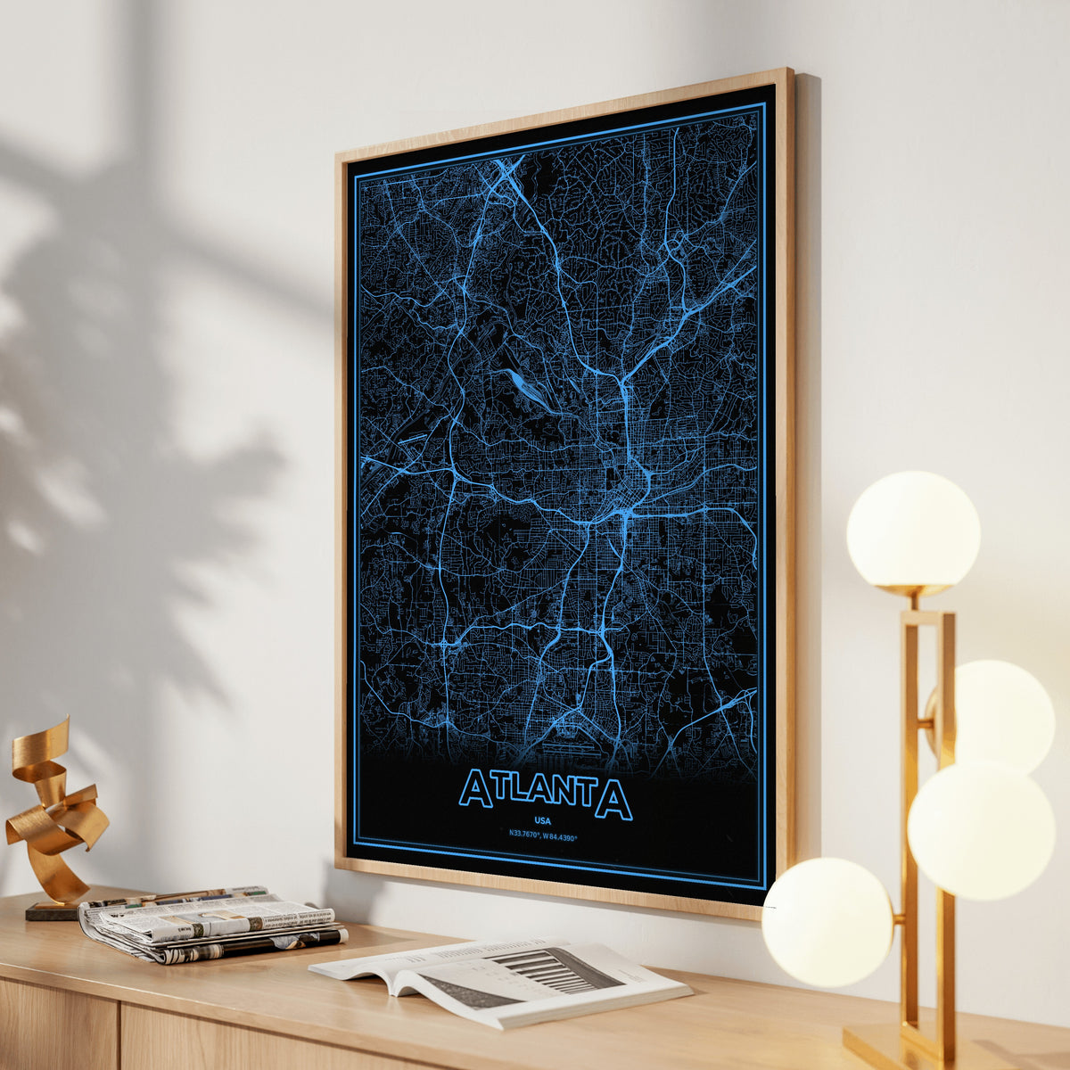 Atlanta Phosphor Map Poster - IBM Blue