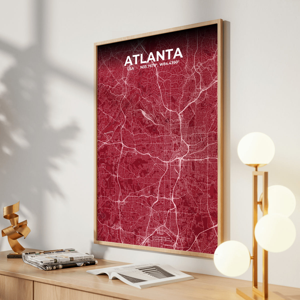 Atlanta Garnet Map Poster