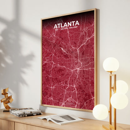 Atlanta Garnet Map Poster