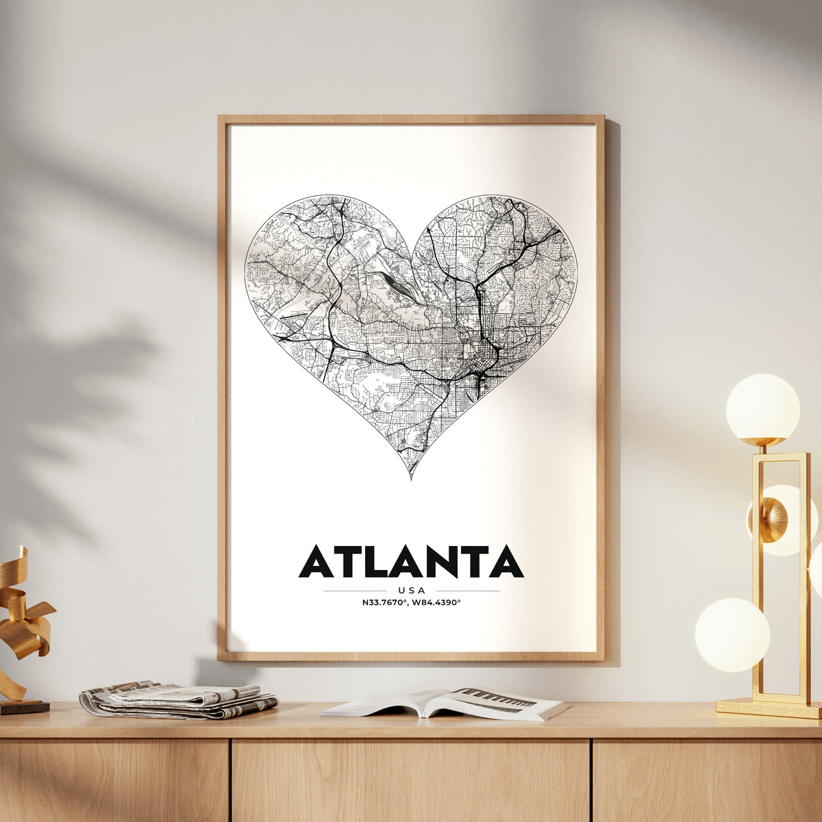 Atlanta Heart Map Poster
