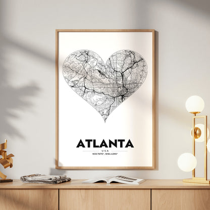 Atlanta Heart Map Poster