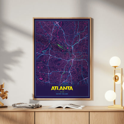 Atlanta Cyberpunk Map Poster