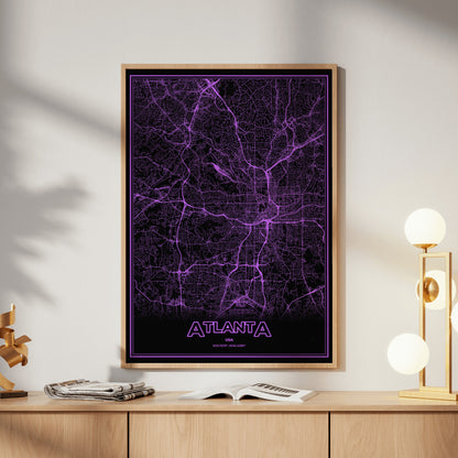 Atlanta Phosphor Map Poster - EGA Violet