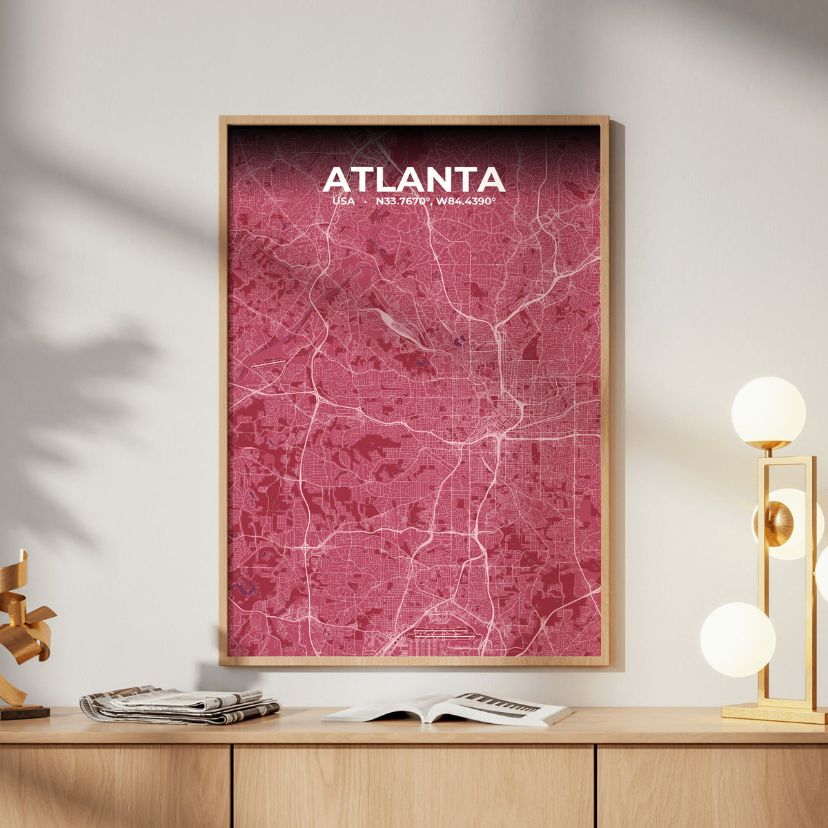 Atlanta Scarlet Map Poster