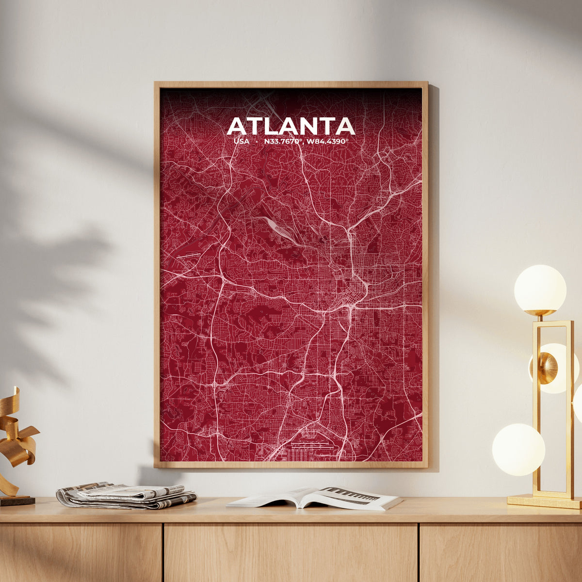 Atlanta Garnet Map Poster