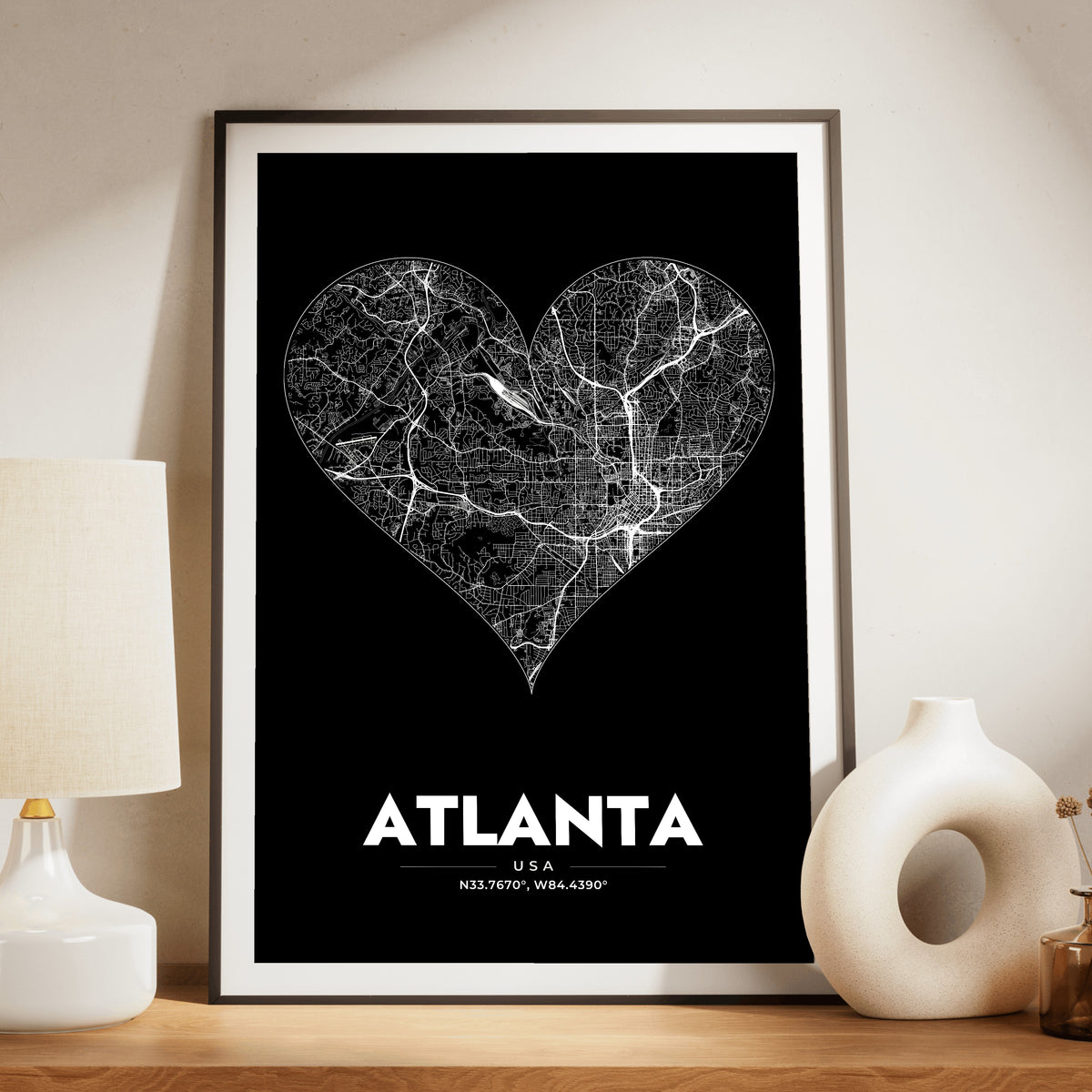 Atlanta Heart Map Poster