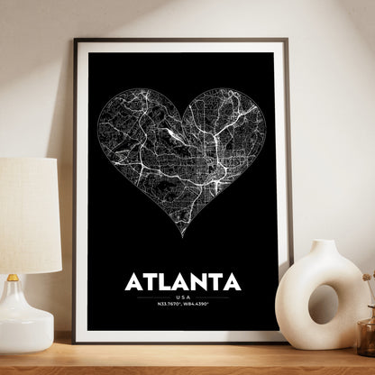 Atlanta Heart Map Poster