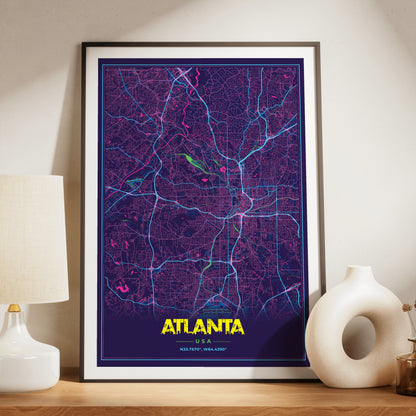 Atlanta Cyberpunk Map Poster