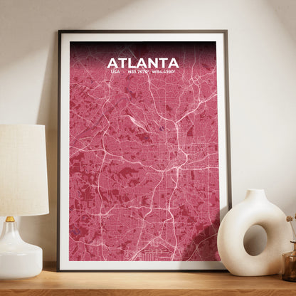 Atlanta Scarlet Map Poster