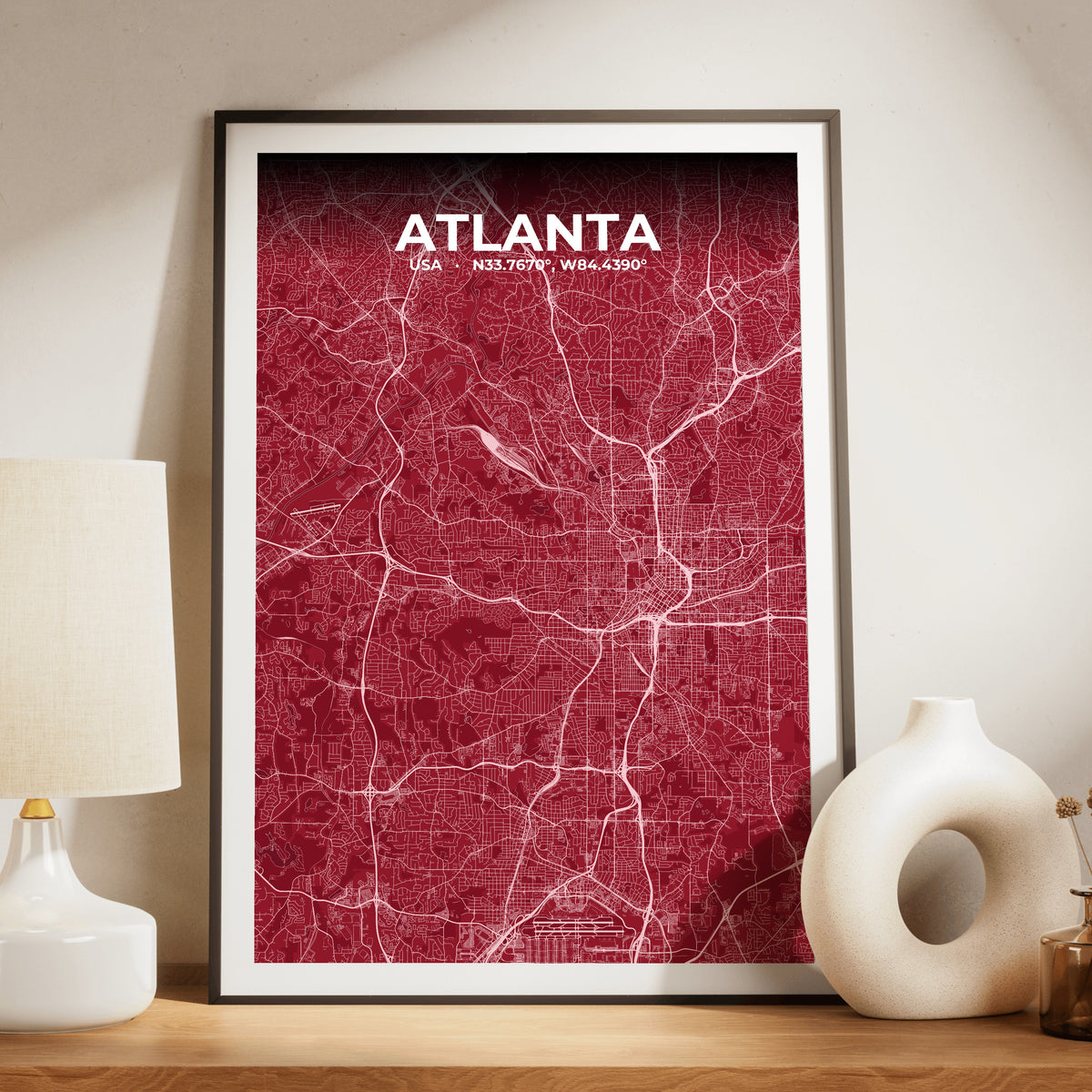 Atlanta Garnet Map Poster
