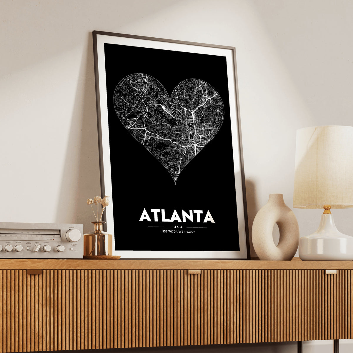 Atlanta Heart Map Poster
