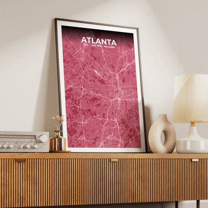 Atlanta Scarlet Map Poster