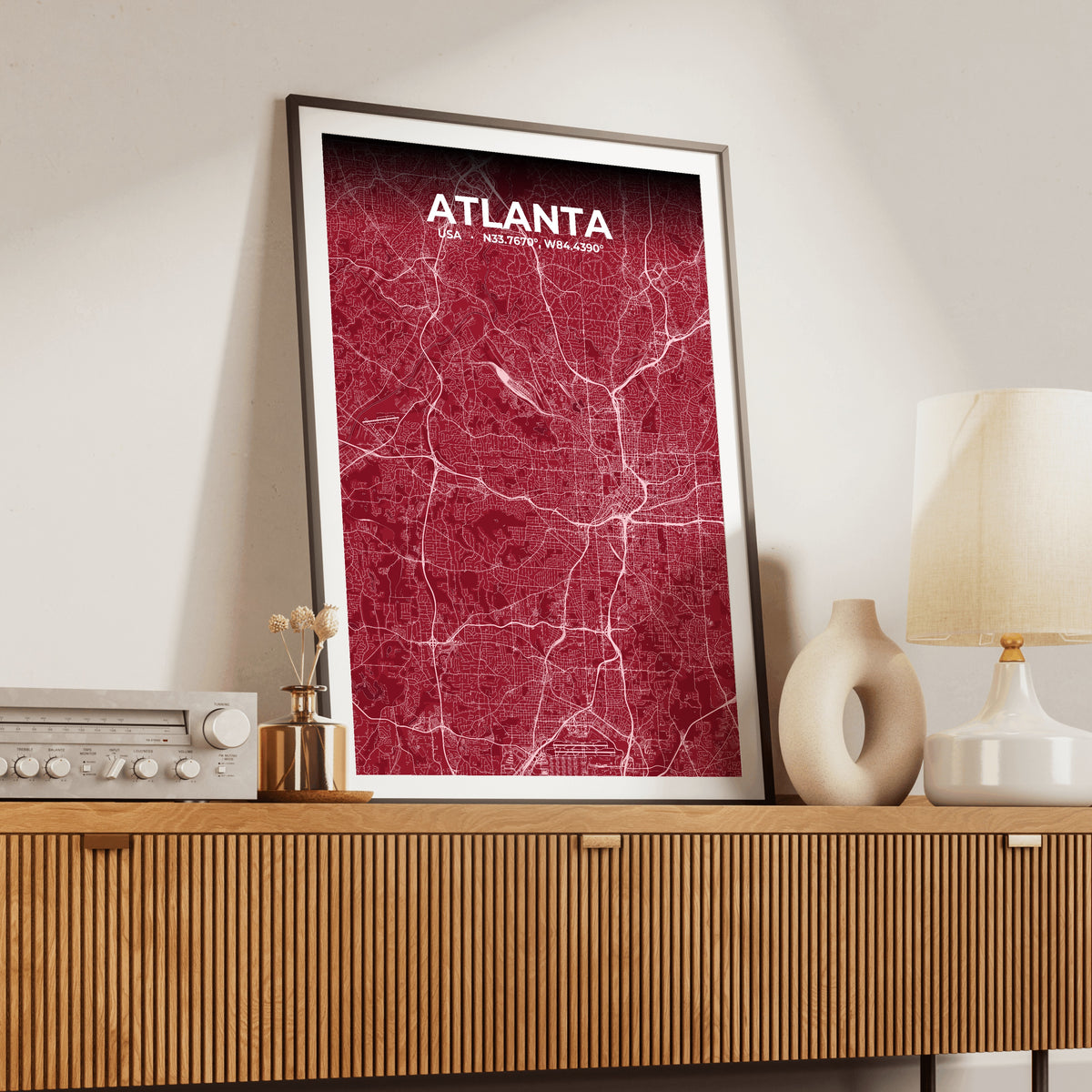 Atlanta Garnet Map Poster