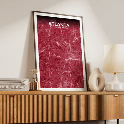 Atlanta Garnet Map Poster