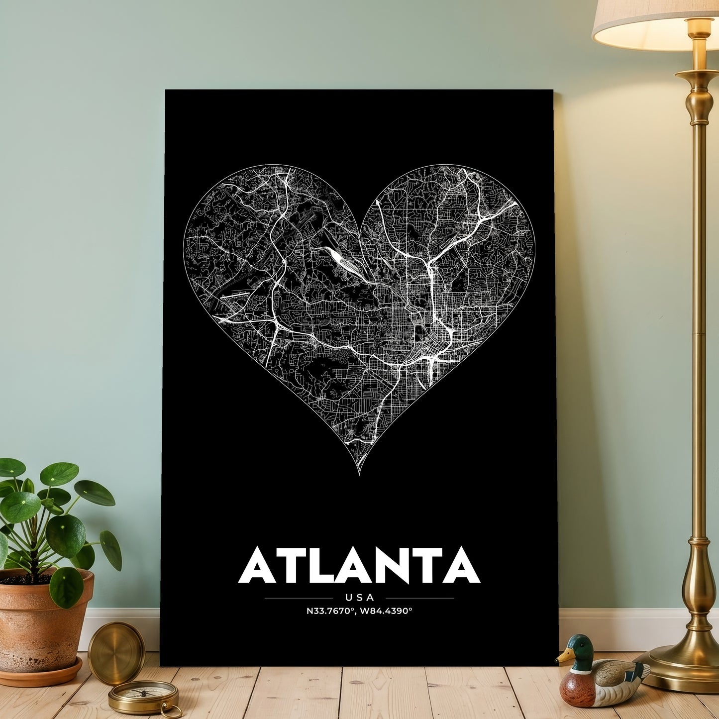 Atlanta Heart Map Poster