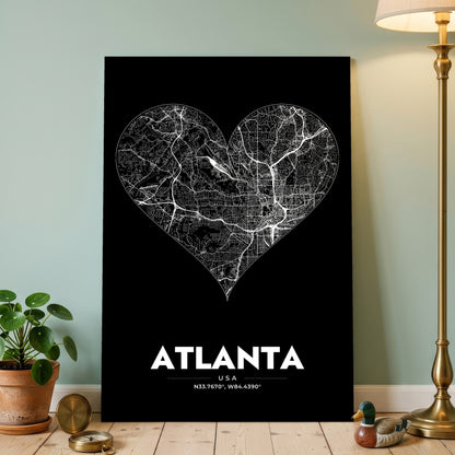 Atlanta Heart Map Poster