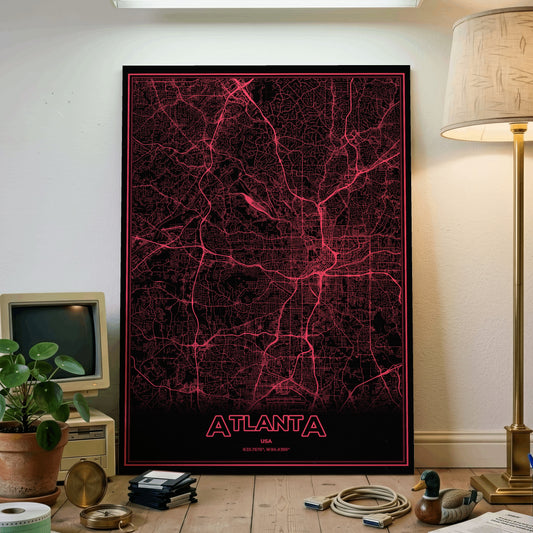 Atlanta Phosphor Map Poster - System Alert