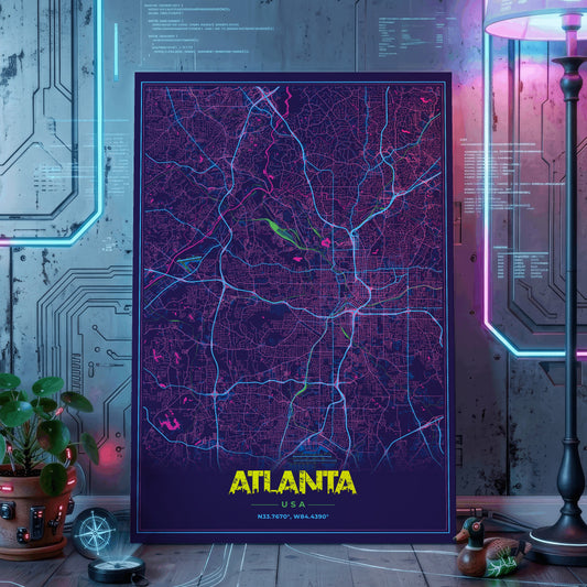 Atlanta Cyberpunk Map Poster