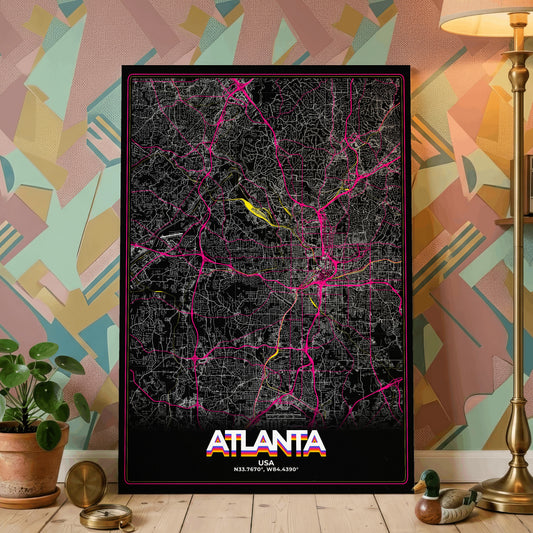 Atlanta Retro Map Poster