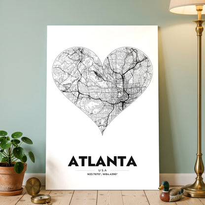 Atlanta Heart Map Poster