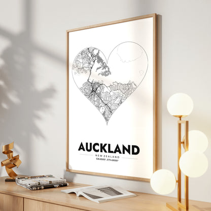 Auckland Heart Map Poster