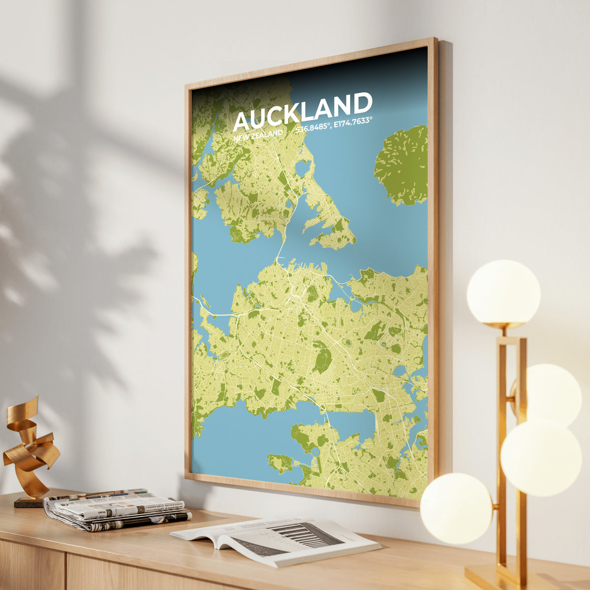Auckland Fern Map Poster