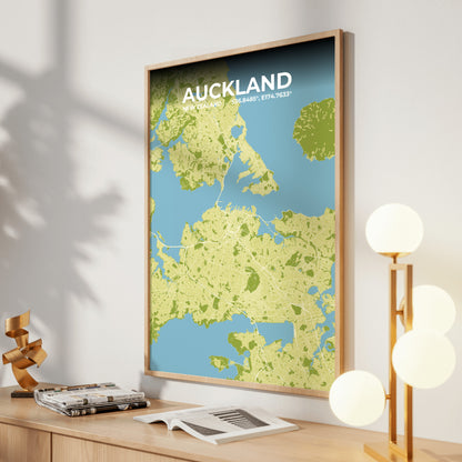 Auckland Fern Map Poster