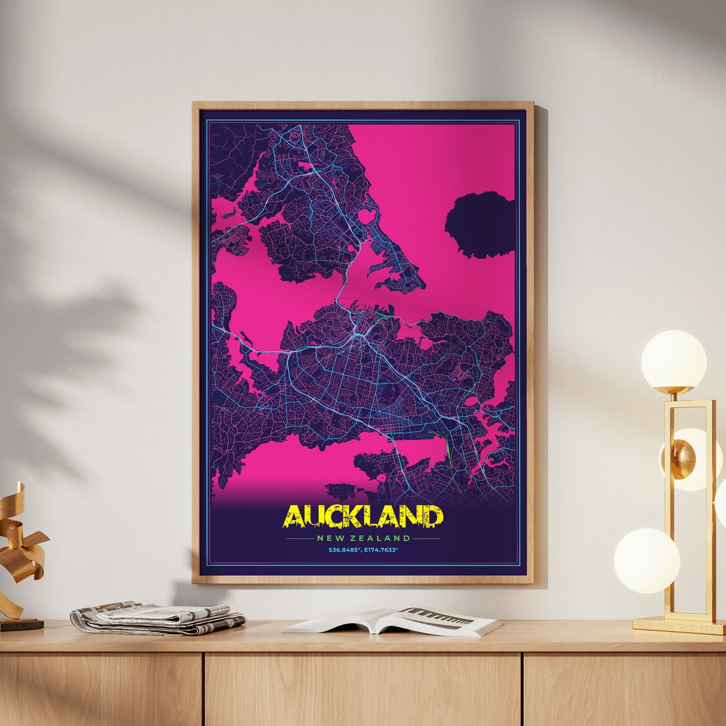 Auckland Cyberpunk Map Poster