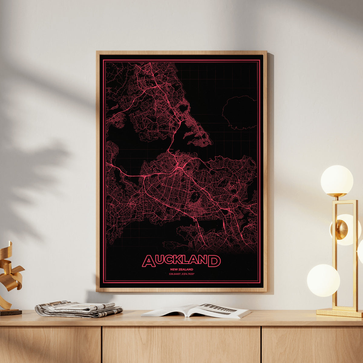 Auckland Phosphor Map Poster - System Alert
