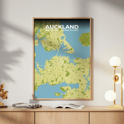 Auckland Fern Map Poster