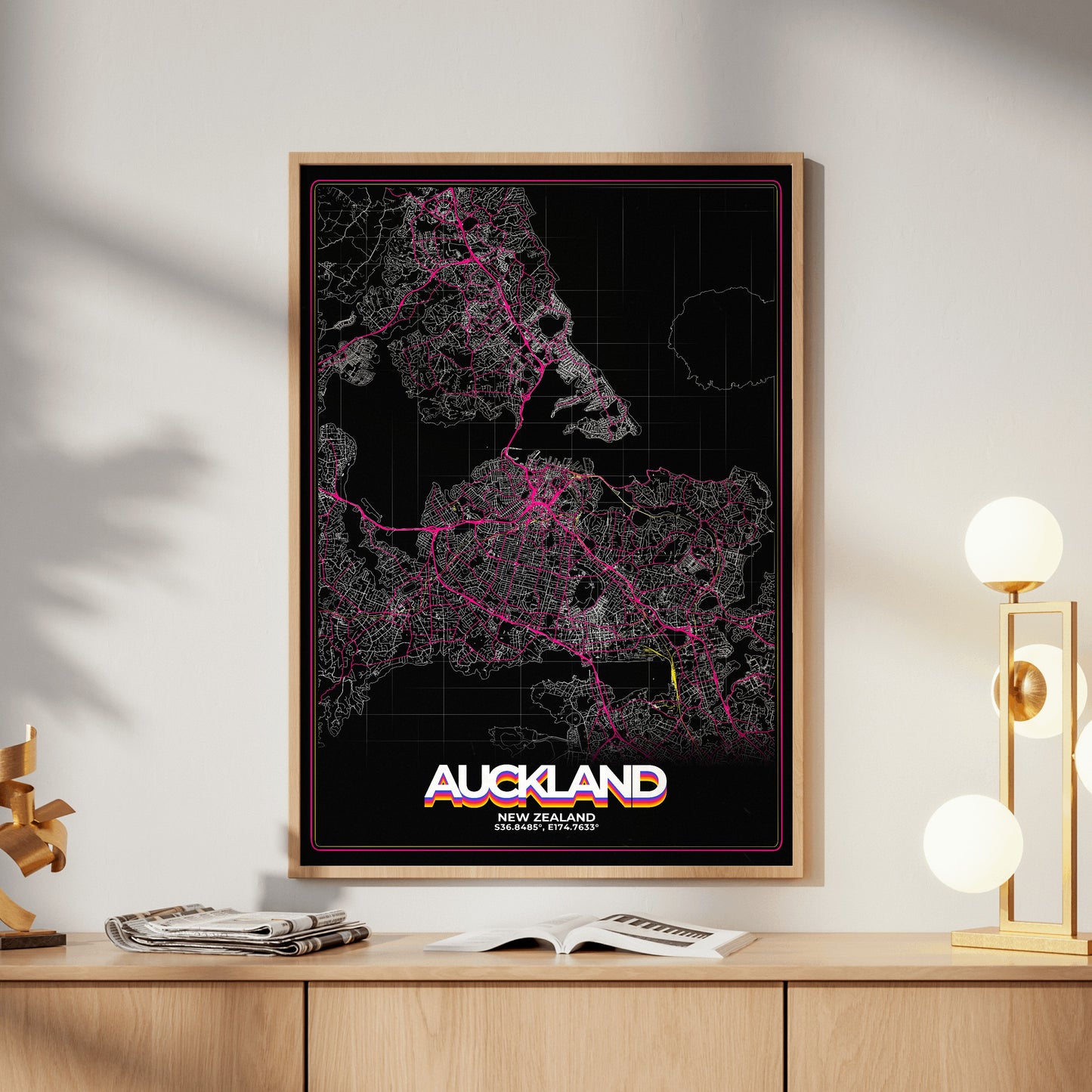 Auckland Retro Map Poster