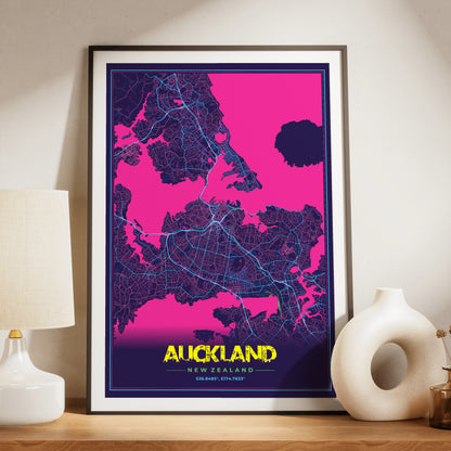 Auckland Cyberpunk Map Poster