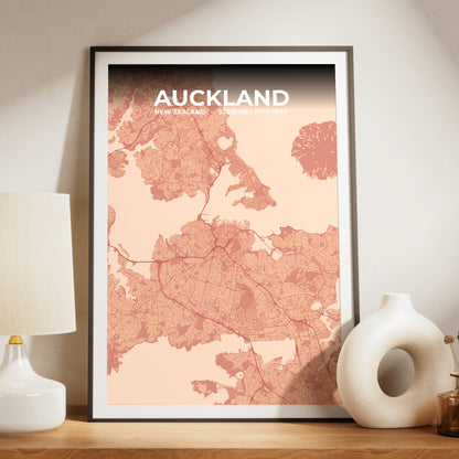 Auckland Blush Map Poster